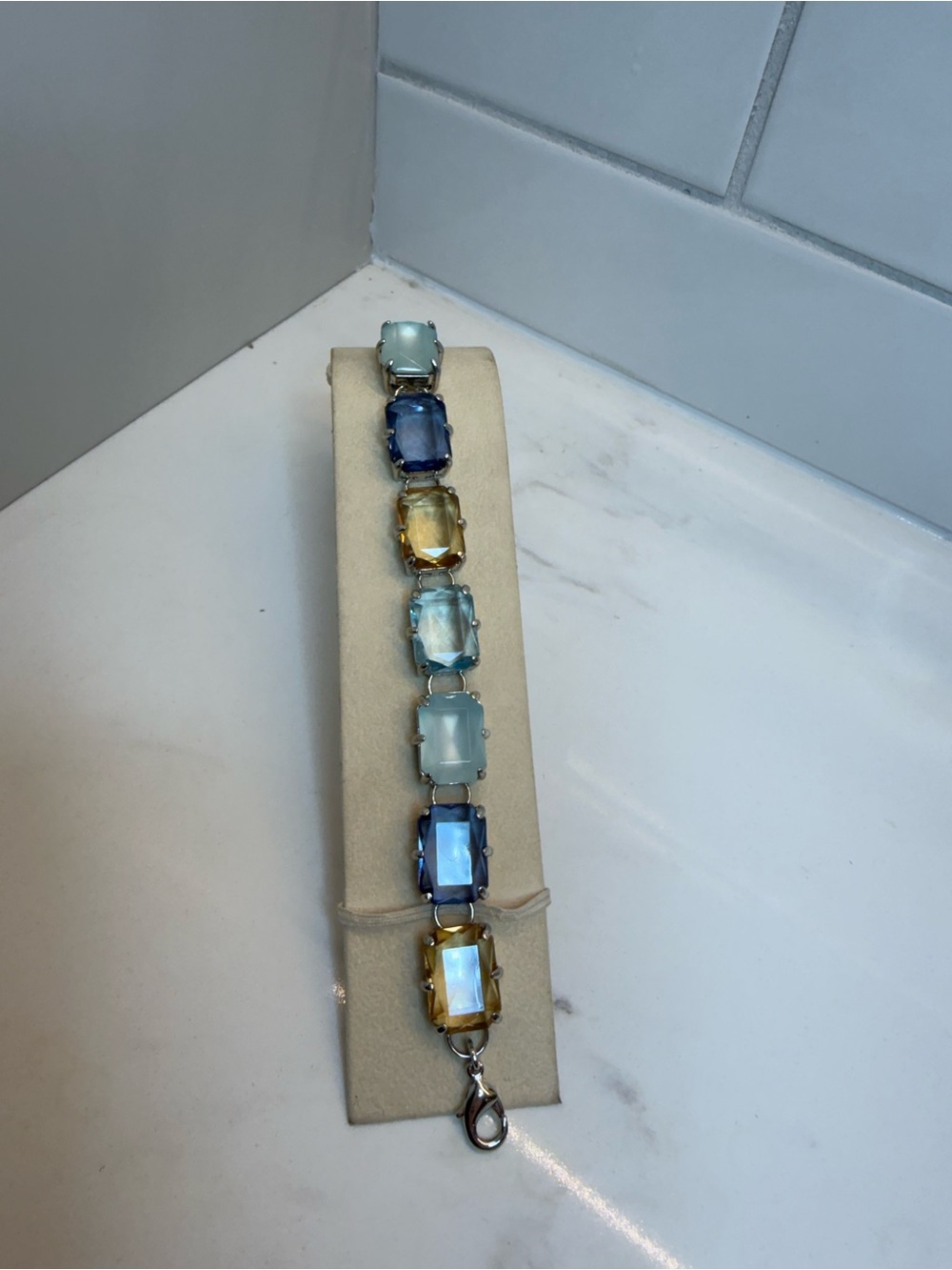 R.J. Graziano Statement Bracelet Multi Stone Gold Tone - Picture 2 of 15